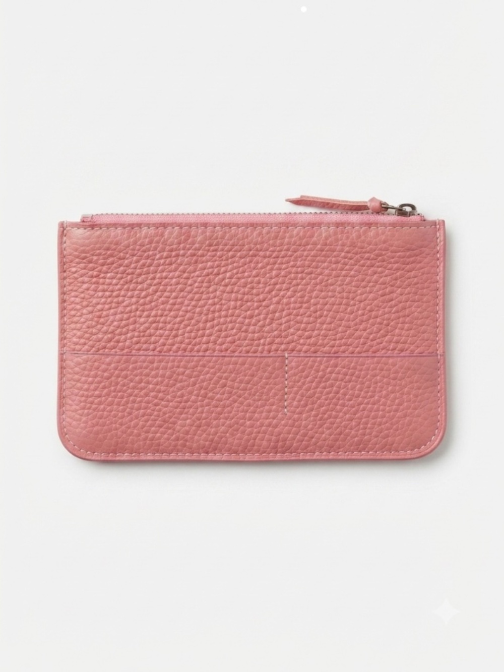 Card Holder in Pink Grained Leather – Slim Minimalist - Style of Hermes